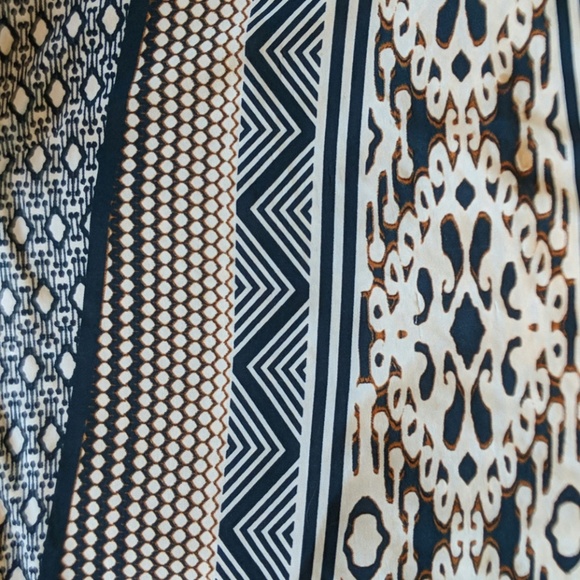 Long stretchy tunic black/cream/brown print - Picture 7 of 8